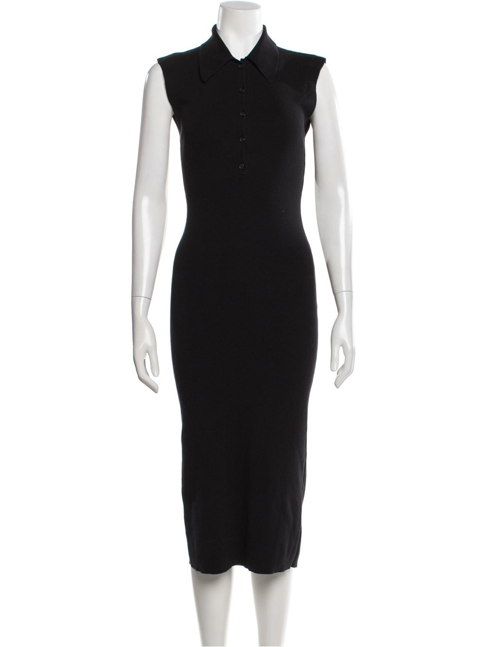 A.L.C. Black Sleeveless Polo Knit Midi Dress